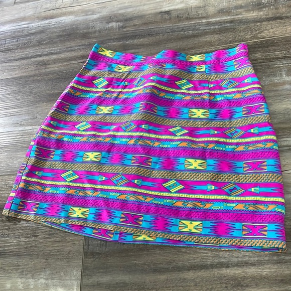 Amanda Uprichard Neon Pink Aztec Mini Skirt size petite - Picture 1 of 6